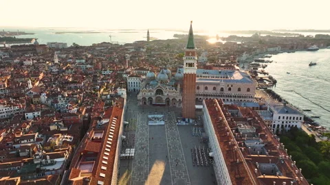 Venice from above, skyline view of St. Mark's Square, Italy Stock Footage 253137317