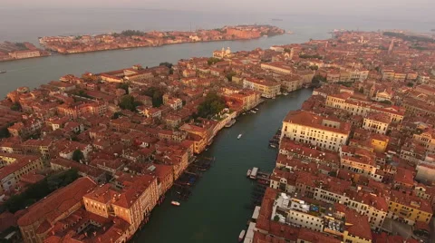 Venice aerial view of Santa Maria della Salute church with Grand Channel Stock Footage
