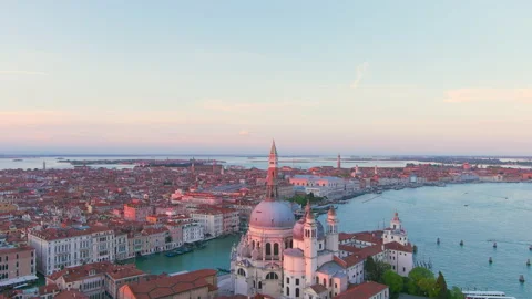 Venice: Aerial view of St Mark's Square in historic city - Italy, Europe - HDR Stock Footage 154363883