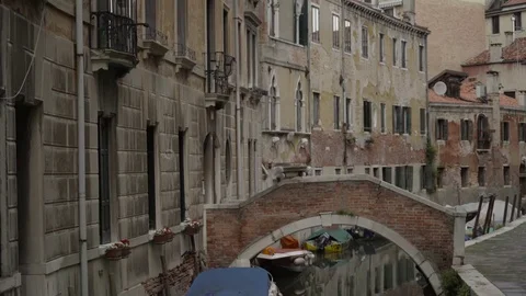 Venice Back Streets Small Bridge 4K Stock Footage 76681654