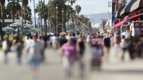 Venice Beach anonymous crowd in slow motion Stock Footage 24731076