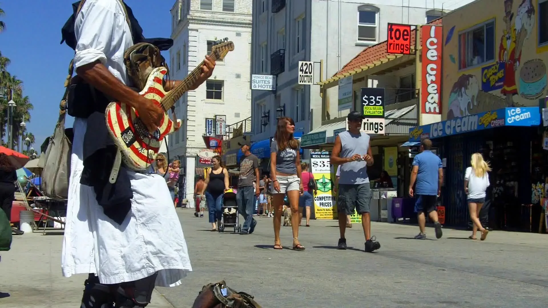 Venice Beach Boardwalk S Tourists Street Musician Footage Venice Beach Boardwalk S Tourists Street Musician Footage 11890173