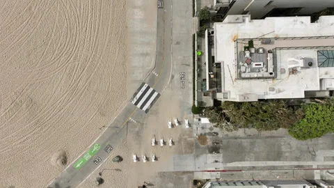 Venice Beach, CA USA - Drone View of Marvin Braude Bike Trail Along Homes Stock-Footage 332683660