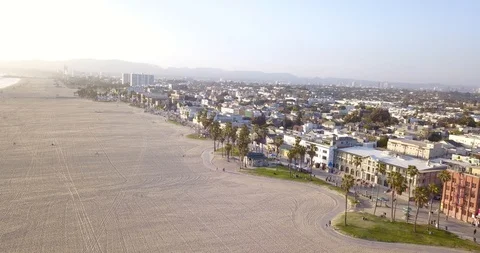 VENICE BEACH, CALIFORNIA 4K AERIAL FOOTAGE Stock Footage