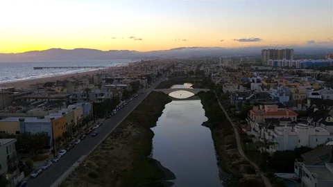 Venice Beach Canal Sunset Stock Footage 99522154