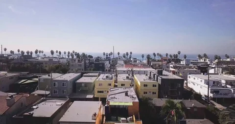 Venice Beach Canals Mid-Afternoon Aerial Drone Footage Stock Footage 103847053