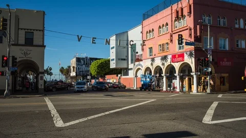 Venice Beach intersection Stock Footage 99276559