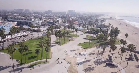 Venice Beach Mid-Day Drone Footage 4K Stock Footage 90921209