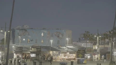 Venice Beach shops at night Video stock 200326247