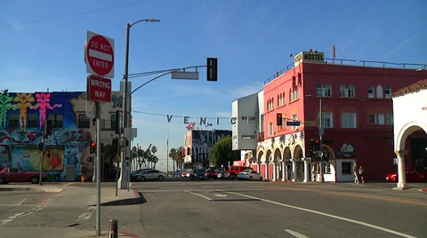 Venice Beach Sign Los Angeles Wide Stock Footage