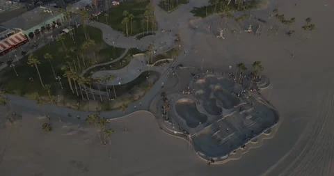 Venice Beach Sunset Drone Shot Stock Footage 160380437
