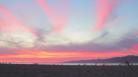 Venice Beach Sunset Stock Footage 48148654