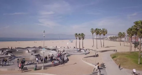 Venice Beach Takeoff Drone Footage 4K Stock Footage 90917536