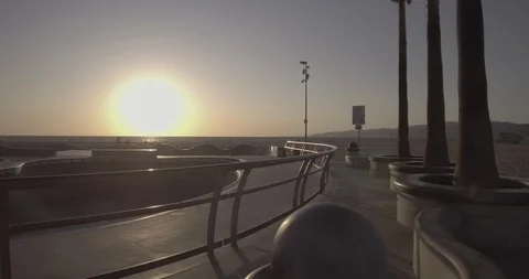 Venice Beach - Tracking Along The Venice Skatepark Stock Footage 86244234