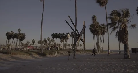 Venice Beach - Tracking Side To Side Of Main Courtyard Stock Footage 86244419