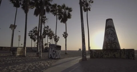 Venice Beach - Tracking Through The Venice Public Art Graffiti Walls Stock Footage 86243367