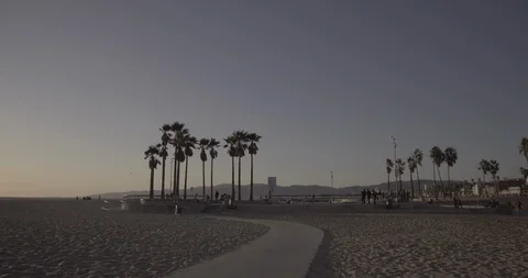 Venice Beach - Tracking Towards The Venice Skatepark Stock Footage 86243538