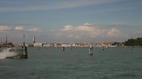 Venice Boat Passing Stock Footage 56875279