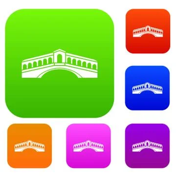Venice bridge set collection Stock Illustration