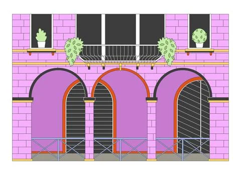 Venice building exterior 2D linear cartoon object Ilustración de archivo
