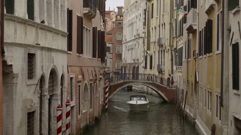 Venice Calm Bridge with Boats 4K Stock Footage 76682053