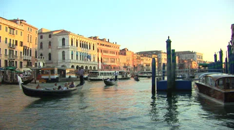 Venice Canal Gondolas Stock Footage 25944232