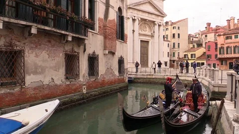 Venice Canal With Gondolas Stock Footage 105863448