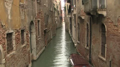 Venice Canal in the Rain Stock Footage 10683529