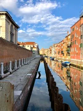 Venice canal under construction Stock Photos