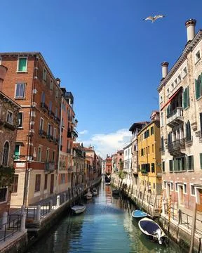 Venice canal view on a sunny day Stock Photos