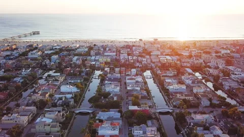 Venice Canals Ocean Sunset Stockbeeldmateriaal 135851801