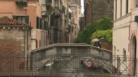 Venice Canals in the Rain Stock Footage 10568689