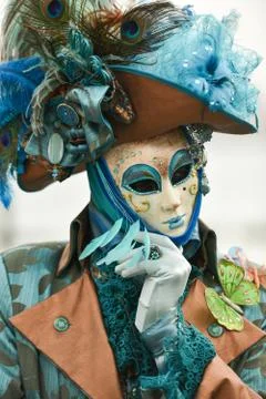 Venice Carnival masked model Stock Photos