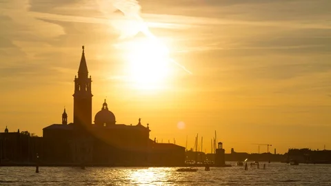 Venice Cityscape Sunset 스톡 동영상 85985010