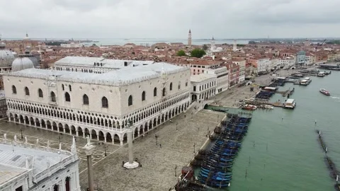 Venice - Dron canal view, no traffic because of lockdown 2020 Video stock 133126743