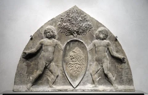 Venice - emblazoned Eardrum (stone, second half of 15th century), Muse des Be Stock Photos