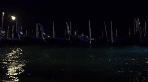 Venice gondolas at night 動画素材 68034750