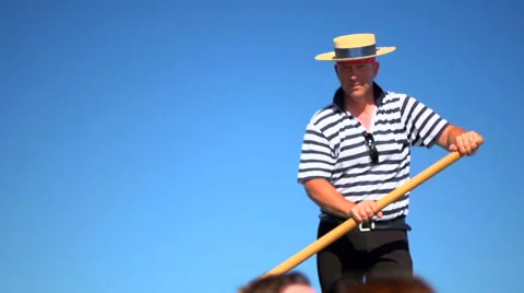 Venice gondolier rowing in slow motion Stock Footage 40106747