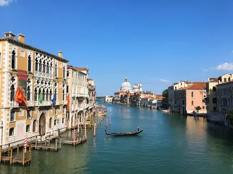 Venice Grand Canal with gondolas Stock Photos
