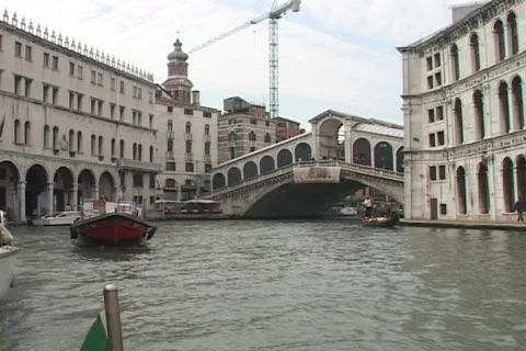 Venice Grand Canal Rialto Bridge Stock Footage