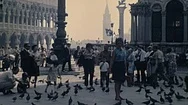 Venice, Italy - 1970: Visitors Walk In St Mark's Square Stock Footage