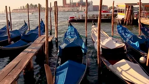 Venice Italy canal boats Stock Footage 137266341