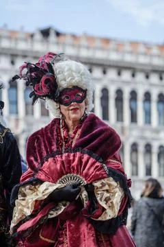 Venice, Italy - February, 2019: Carnival of Venice, typical Italian tradition. Stock Photos