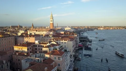 Venice Italy: Flying over the Rooftops and Canals (Ungraded) Stock Footage 85866201