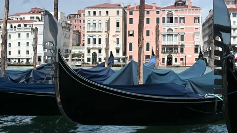 Venice, Italy - Historic buildings between the canals of the lagoon city Stock Footage 139073553