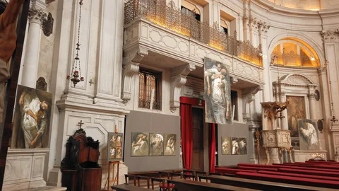 VENICE, Italy - May 2019: interior of the shelter is ospidale in which the Stock Footage 115240553