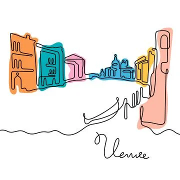 Venice, Italy. One line vector illustration. Stock Illustration