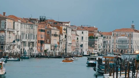 VENICE, ITALY, SEPTEMBER 7, 2017: Grand Canal, view on the world-famous Venetian Stock Footage 82668075