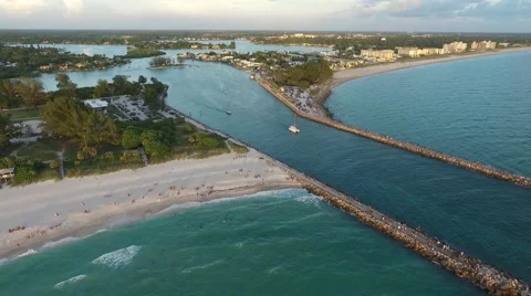 Venice Jetty Flyover Stock Footage 57983545