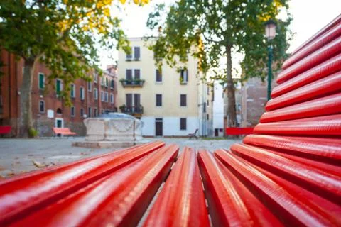 Venice from a red bench Stock Photos